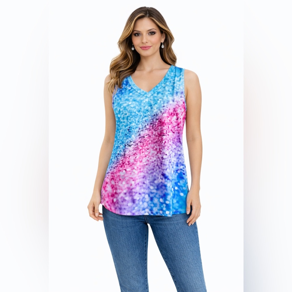 Vibrant Blue and Pink Women's Tank Top